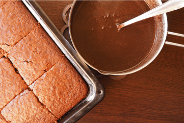 Peceni kolac i glazura od cokolade, Baked cake and chocolate glaze