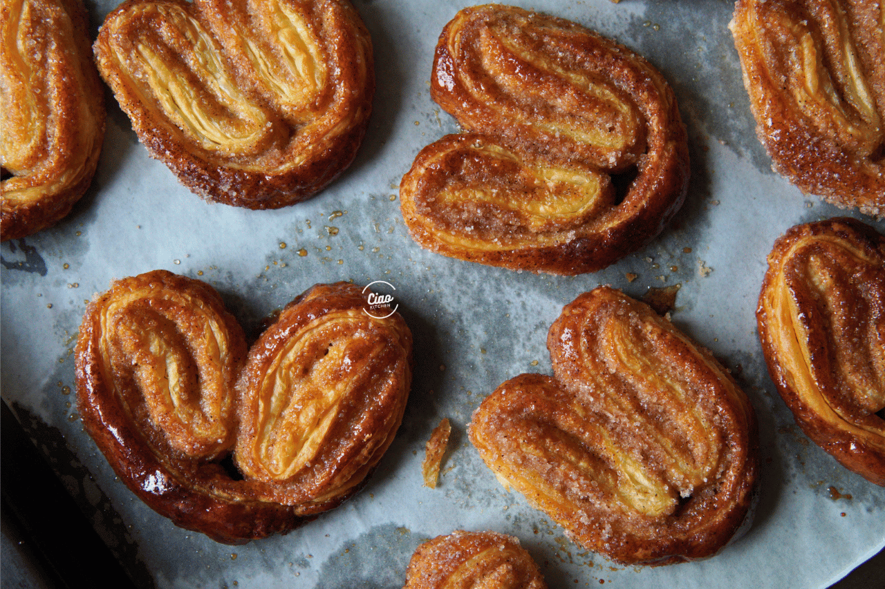 Pečeni palmiers na plehu, Baked palmiers on tray